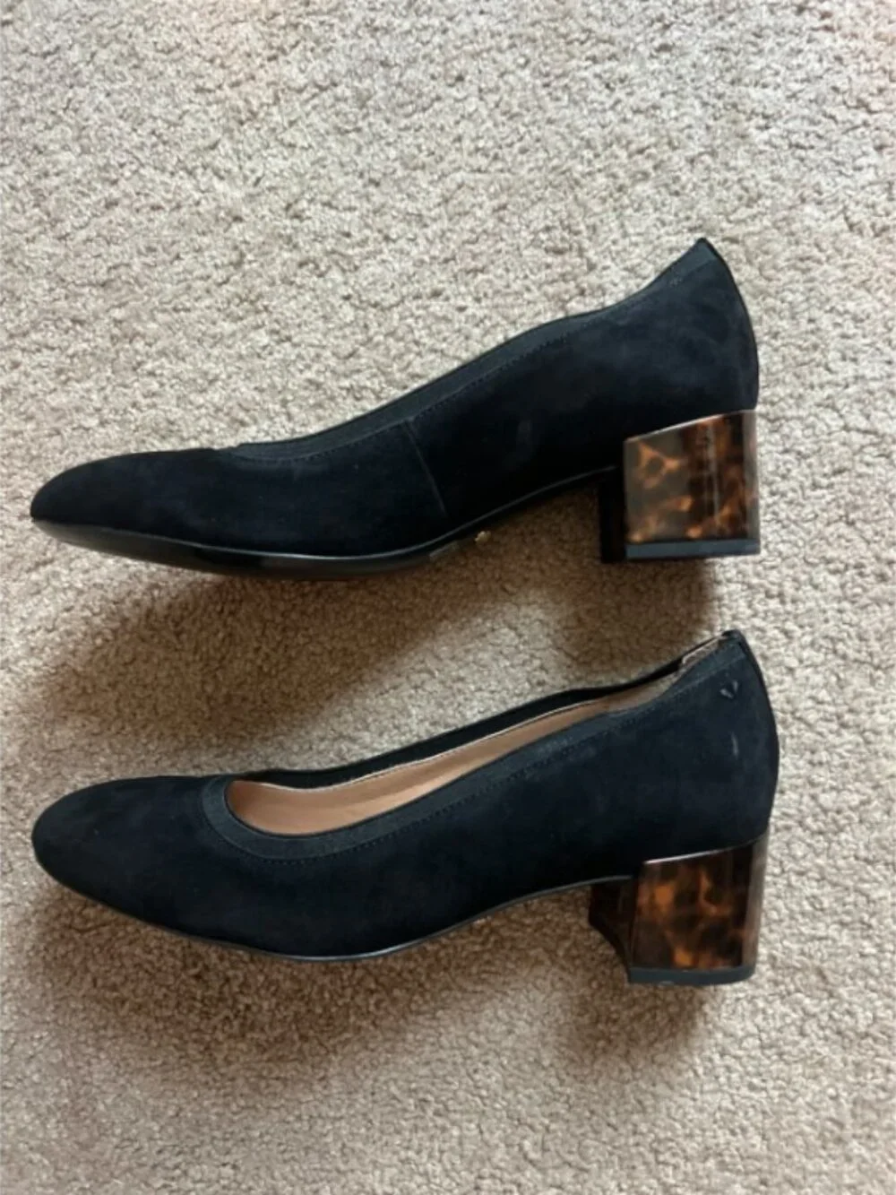Vionic Natalie Black Suede Tortoise Block Heel Pumps Size 7.5 2